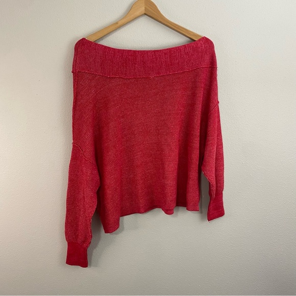 Free People Alana Knit Pullover Sweater Pink‎ Linen Blend Women’s Small - Picture 3 of 7